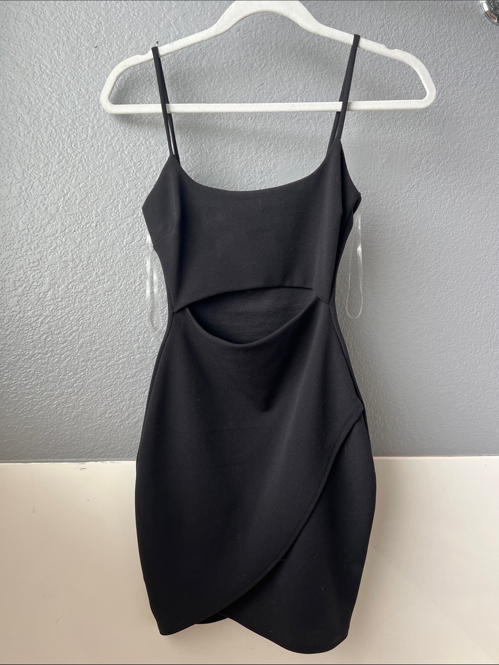 NWT Windsor Black Cutout Wrap-Style Mini Dress
